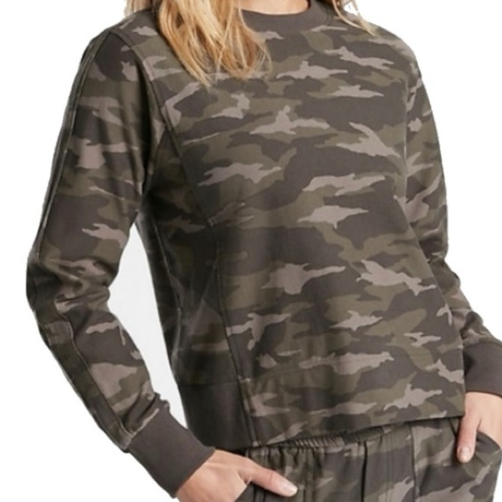 Athleta Farallon Camo Print Sweatshirt Large | Cozy Cotton Blend Pullover